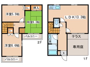 ブリージングタウン百草園A1の物件間取画像